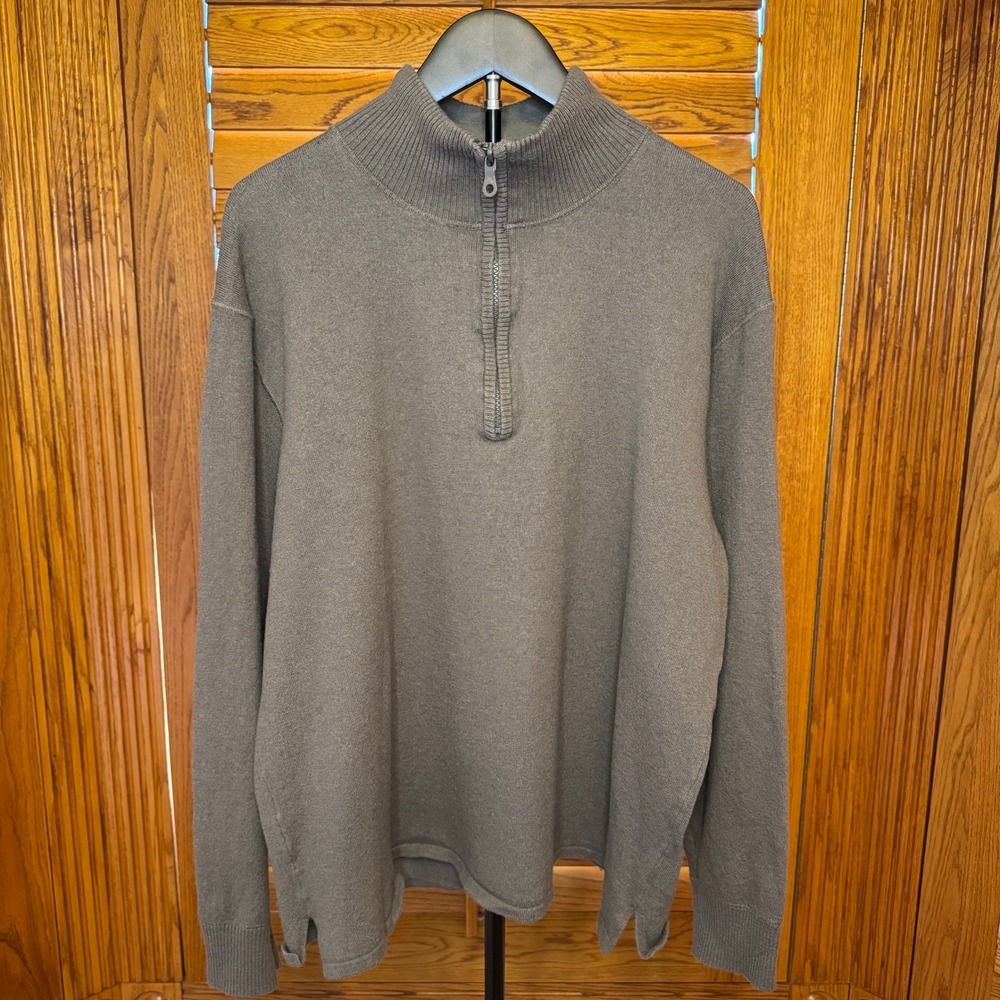The North Face Mens XL Taupe Brown Cotton Wool Blend Quarter Zip Sweater